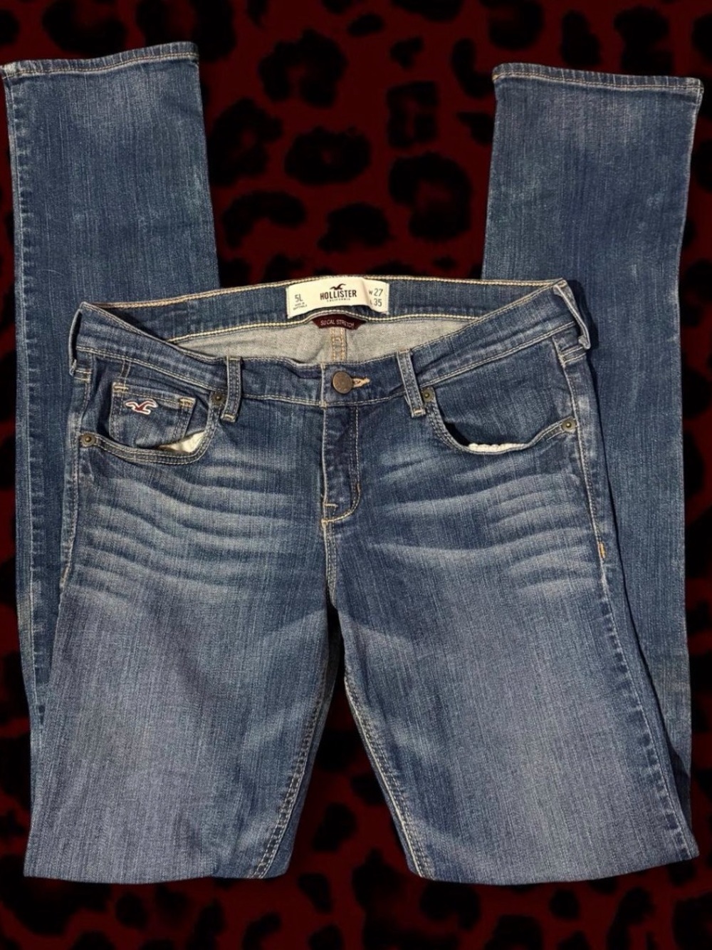 Hollister Women's Medium Blue Skinny Jeans - Washed Stretch Denim